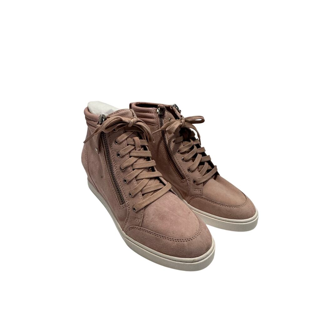 Linea Paolo Niya Wedge High-Top Sneaker Shoes Womens Size 7.5 M Blush Pink Suede